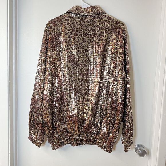 Vintage Guide Leopard Print Sequin Jacket One Size Y2K Gyaru Grunge Hippie - Picture 2 of 10